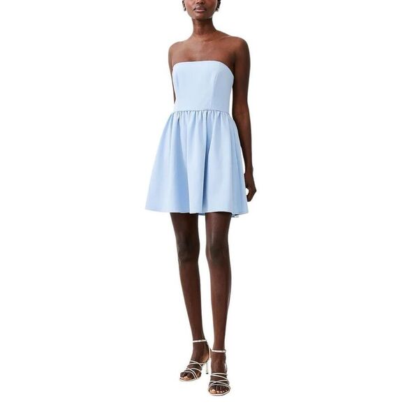 NWT French Connection Cashmere Blue Whisper Strapless Peplum Dress - Picture 2 of 8